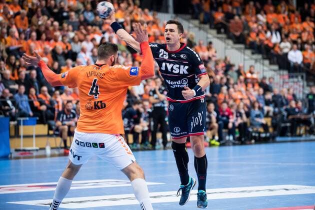 180324 Flensburg Rasmus Lauge during the Champions League match between Kristianstad and Flensburg on March 24, 2018 in Kristianstad  Copyright: AvdoxBilkanovic BB180324AB025