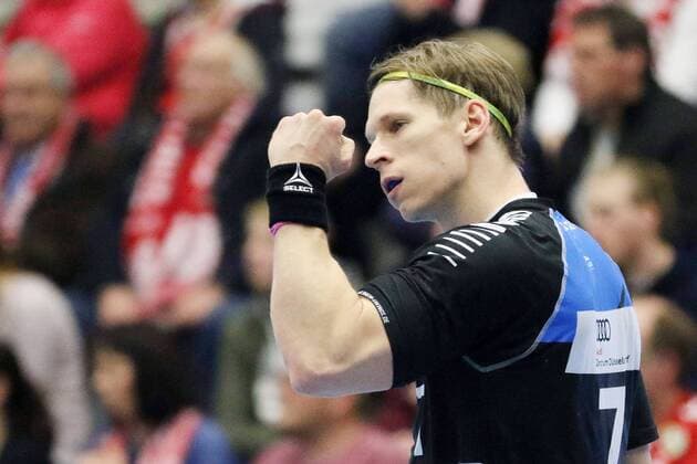 Torjubel at Dennis Aust HC Rhein Vikings 7 ASV Hamm vs HC Rhein Vikings Handball 2 Bundesliga 24 03 2018 Hamm Copyright: xEIBNER JanxStrohdiekx EP_JSK