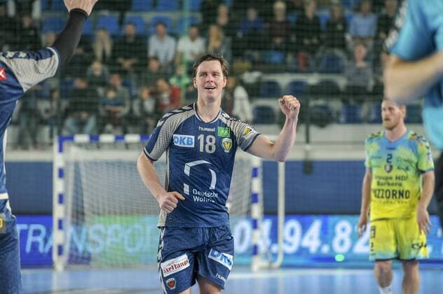Hans Lindberg (Fuchse Berlin) - joie HANDBALL : Saint Raphael vs Fuchse Berlin - EHF Cup - Phase de groupe - Saint Raphael - 24 03 2018 NorbertScanella Panoramic 