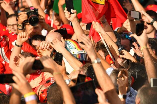 March 25, 2018: Sebastian Vettel (DEU) 5 from the Scuderia Ferrari team celebrates after winning the 2018 Australian Formula One Grand Prix at Albert Park, Melbourne, Australia. Lewis Hamilton (GBR) 44 from the Mercedes AMG Petronas Motorsport team came second and Sebastian Vettel (DEU) 5 from the Scuderia Ferrari team came third. Cal Media Formula One 2018: Australia - Race - ZUMAc04_ 20180325_zaf_c04_057 Copyright: xSydneyxLowx
