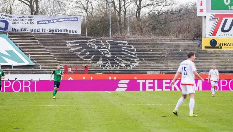 Football 3 League Season 2017 2018 31 Round SC Preußen Münster SpVgg Unterhaching am 24 03 2018 in Münster North Rhine Westphalia The grandstand in the Preußenstadion will be rebuilt Copyright: xKirchner DavidxInderliedx
