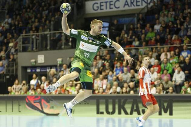 Lukas Mertens Magdeburg 22 throws a goal Handball EHC Cup SC Magdeburg SKA Minsk xtgx