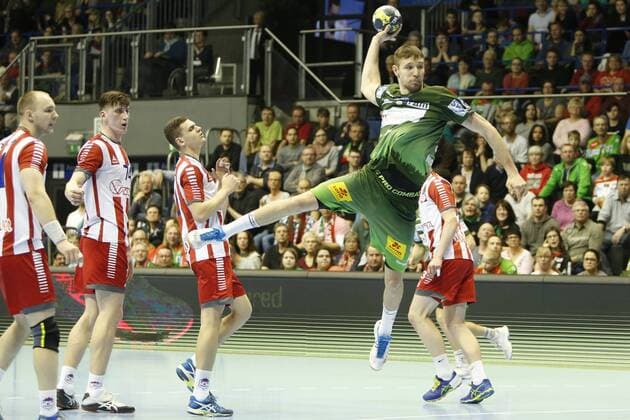 Gleb Kalarasch Magdeburg 29 throws on goal Handball EHC Cup SC Magdeburg SKA Minsk xtgx
