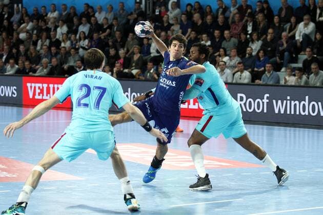 Diego Simonet (Montpellier) HANDBALL : VELUX EHF Champions League - 1 8eme de finale aller - Montpellier Handball vs FC Barcelona Barca Lassa - 24 03 2018 KevinDomas Panoramic 