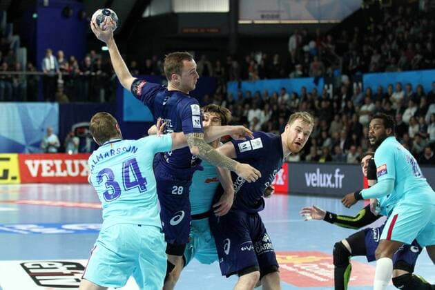 Valentin Porte (Montpellier) HANDBALL : VELUX EHF Champions League - 1 8eme de finale aller - Montpellier Handball vs FC Barcelona Barca Lassa - 24 03 2018 KevinDomas Panoramic 