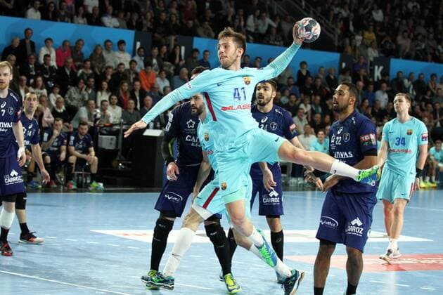 Aleix Gomez (Barcelone) HANDBALL : VELUX EHF Champions League - 1 8eme de finale aller - Montpellier Handball vs FC Barcelona Barca Lassa - 24 03 2018 KevinDomas Panoramic 