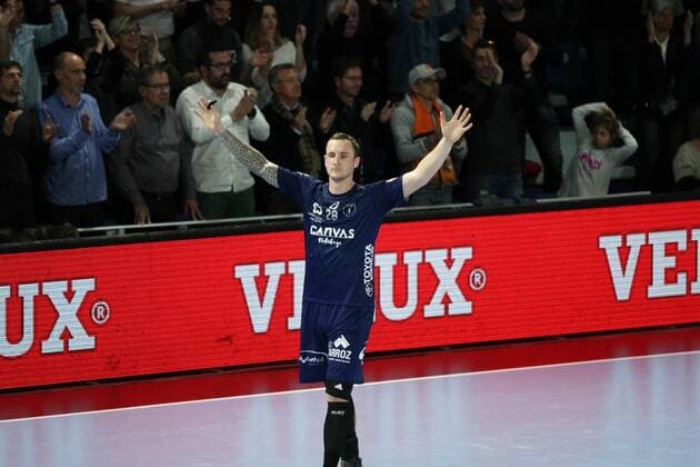 Valentin Porte (Montpellier) HANDBALL : VELUX EHF Champions League - 1 8eme de finale aller - Montpellier Handball vs FC Barcelona Barca Lassa - 24 03 2018 KevinDomas Panoramic 