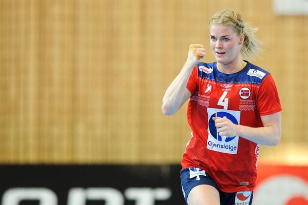 Handball , Kvinner , EM-Kvalifisering , Kvalifisering til EM , 25.03.2018 , 20180325 Norge - Kroatia Veronica Krristiansen jubler for et mal i f¿rste omgang Foto: Sjur St¿len Digitalsport 
