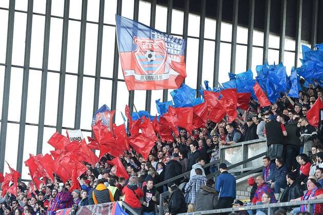 Football Regionalliga West 27 Round KFC Uerdingen FC Viktoria Cologne on 25 03 2018 at the Grotenburg Stadium in Krefeld Choreography in the fan block of KFC Uerdingen xRx