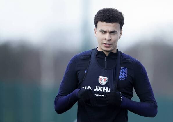 England s Dele Alli during training at the Tottenham Hotspur Training Centre, London. Picture date: March 26th 2018. Picture credit should read: David Klein Sportimage EDITORIAL USE ONLY. No use with unauthorised audio, video, data, fixture lists, club league logos or live services. Online in-match use limited to 120 images, no video emulation. No use in betting, games or single club league player publications.