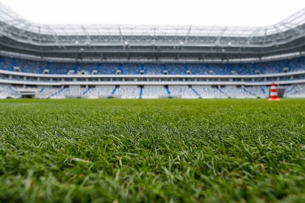 KALININGRAD, RUSSIA â€“ MARCH 26, 2018: Inside Kaliningrad Stadium inspected by FIFA and Russia 2018 Local Organizing Committee officials ahead of the 2018 FIFA World Cup WM Weltmeisterschaft Fussball Vitaly Nevar TASS  TS07967D