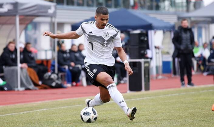 Germany France Soccer U18 Laenderspiel Markranstädt 26 03 2018 Stadion am Bad Soccer U18 International Friendlies Germany GER vs France FRA 2 4 1 1 Noah Awuku 7 GER Kiel