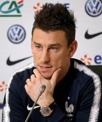 ST PETERSBURG, RUSSIA - MARCH 26, 2018: Laurent Koscielny of the French national team Nationalteam speaks at a press conference PK Pressekonferenz ahead of their football friendly against Russia at Saint Petersburg Stadium. Alexander Demianchuk TASS  TS0796F6