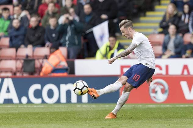 England U21 U 21 v Ukraine U21 UEFA EURO EM Europameisterschaft Fussball U21 2019 Qualifiers James Maddison of England U21 hits a free kick during the UEFA Euro U21 2019 Qualifiers match at Bramall Lane, Sheffield Content Not Available For UK Newspapers Copyright: xJAMESxWILSONx FIL-11555-0003