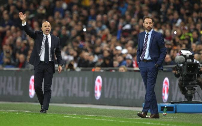 England v Italy International Friendly L?nderspiel England Manager Gareth Southgate and Italy Manager Luigi Di Biagio during the International Friendly match at Wembley Stadium, London Content Not Available For UK Newspapers Copyright: xPaulxChestertonx FIL-11556-0017