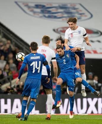 James Tarkowski (Burnley) of England wins the ball in the air during the International Friendly L?nderspiel match between England and Italy at Wembley Stadium, London, England on 27 March 2018. Copyright: xAndyxRowlandx PMI-1927-0017