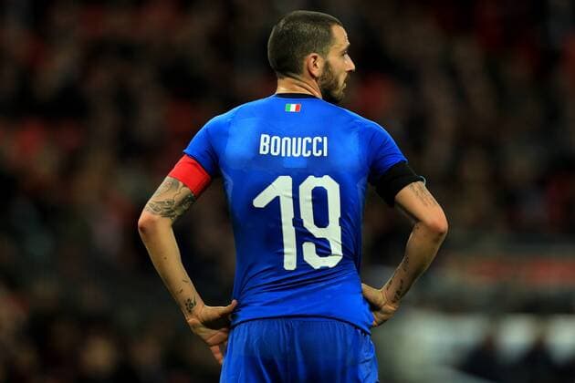 27th March 2018, Wembley Stadium, London, England; International Football Friendly, England versus Italy; Leonardo Bonucci of Italy not impressed with the sway of the match  ActionPlus12006088