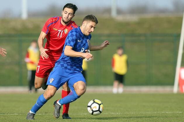 Qualification Match for Euro U21 U 21 to be held in Italy in 2019, Group 1, Round 7, Croatia - Moldova 27.03.2018., Croatia, Velika Gorica - Qualification Match for Euro U21 to be held in Italy in 2019, Group 1, Round 7, Croatia - Moldova. Alexandru Boiciuc, Nikola Vlasic.  GoranxStanzl PIXSELL