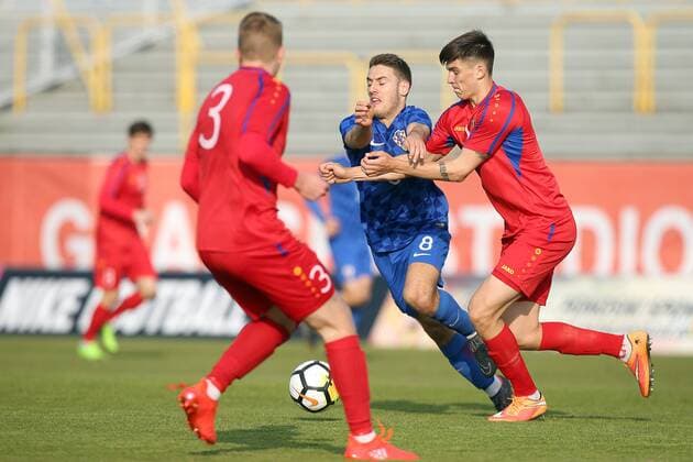 Qualification Match for Euro U21 U 21 to be held in Italy in 2019, Group 1, Round 7, Croatia - Moldova 27.03.2018., Croatia, Velika Gorica - Qualification Match for Euro U21 to be held in Italy in 2019, Group 1, Round 7, Croatia - Moldova. Nikola Vlasic, Artur Craciun.  GoranxStanzl PIXSELL