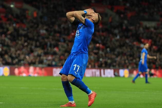 27th March 2018, Wembley Stadium, London, England; International Football Friendly, England versus Italy; Ciro Immobile of Italy reacts as he misses a chance to score  ActionPlus12006109