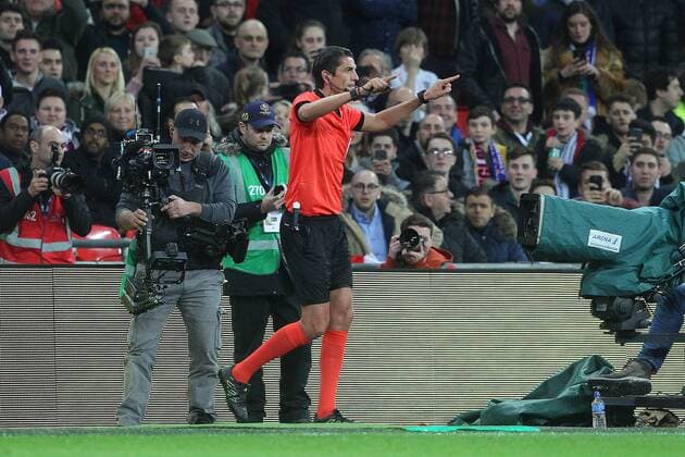 England v Italy International Friendly L?nderspiel After consulting the VAR system Referee Deniz Aytekin awards Italy a penalty during the International Friendly match at Wembley Stadium, London Content Not Available For UK Newspapers Copyright: xPaulxChestertonx FIL-11556-0030