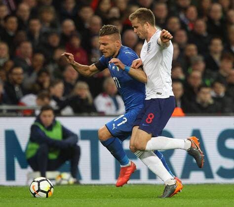 England v Italy International Friendly L?nderspiel Ciro Immobile of Italy and Eric Dier of England in action during the International Friendly match at Wembley Stadium, London Content Not Available For UK Newspapers Copyright: xPaulxChestertonx FIL-11556-0055