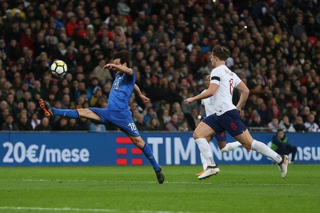 England v Italy International Friendly L?nderspiel Marco Parolo of Italy and James Tarkowski of England in action during the International Friendly match at Wembley Stadium, London Content Not Available For UK Newspapers Copyright: xPaulxChestertonx FIL-11556-0058