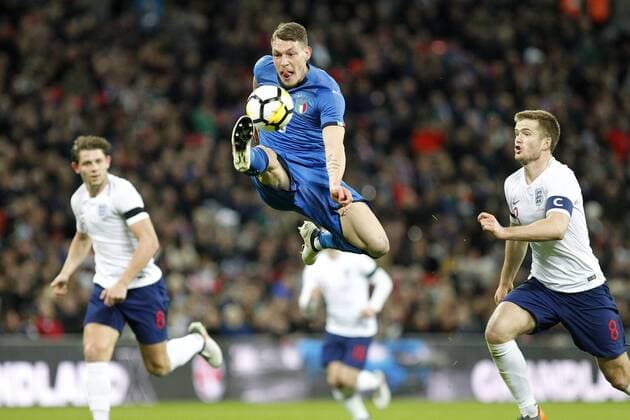 Andrea Belotti of Italy brings the ball down during the International Friendly Länderspiel match between England and Italy at Wembley Stadium, London, England on 27 March 2018. Copyright: xCarltonxMyriex 19390045