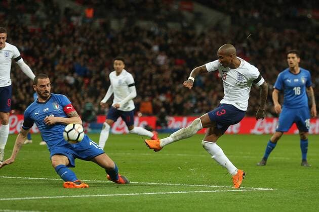 England v Italy International Friendly L?nderspiel Ashley Young of England sees his shot on goal blocked by Leonardo Bonucci of Italy during the International Friendly match at Wembley Stadium, London Content Not Available For UK Newspapers Copyright: xPaulxChestertonx FIL-11556-0116