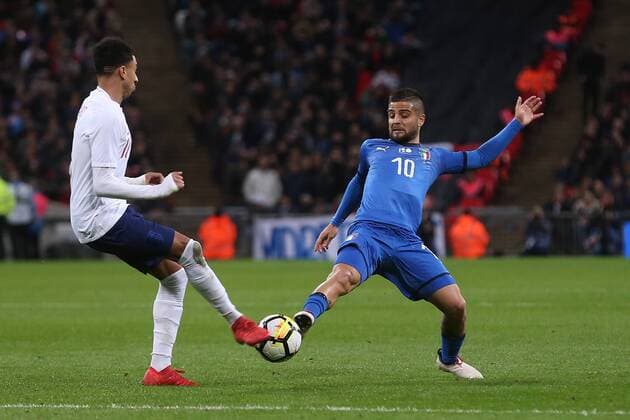 England v Italy International Friendly L?nderspiel Jesse Lingard of England and Lorenzo Insigne of Italy in action during the International Friendly match at Wembley Stadium, London Content Not Available For UK Newspapers Copyright: xPaulxChestertonx FIL-11556-0124