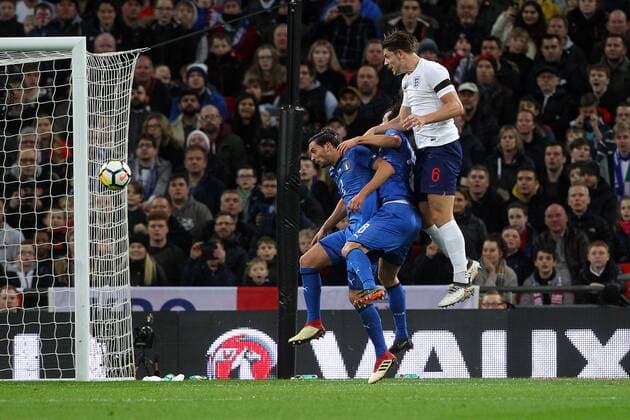 England v Italy International Friendly L?nderspiel James Tarkowski of England heads for goal during the International Friendly match at Wembley Stadium, London Content Not Available For UK Newspapers Copyright: xPaulxChestertonx FIL-11556-0133