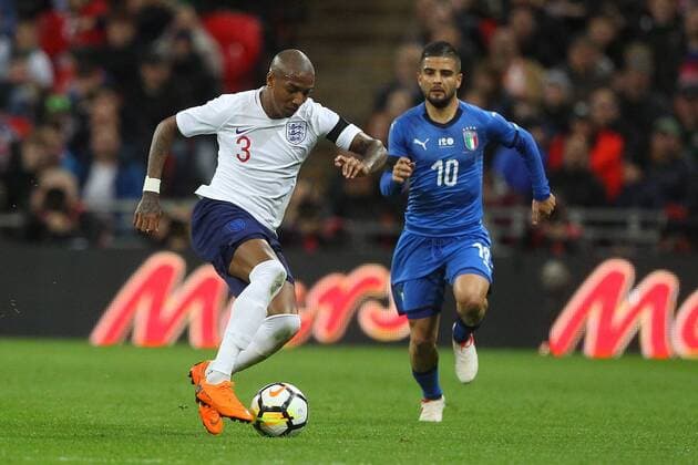 England v Italy International Friendly L?nderspiel Ashley Young of England and Lorenzo Insigne of Italy in action during the International Friendly match at Wembley Stadium, London Content Not Available For UK Newspapers Copyright: xPaulxChestertonx FIL-11556-0142