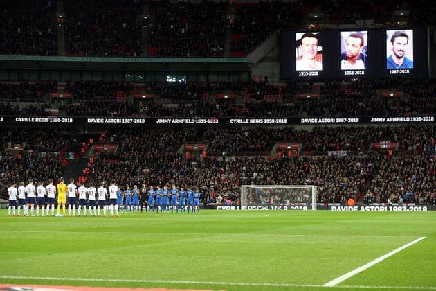 England v Italy International Friendly L?nderspiel A minutes applause for Cyrille Regis, Davide Astori and Jimmy Armfield before the International Friendly match at Wembley Stadium, London Content Not Available For UK Newspapers Copyright: xPaulxChestertonx FIL-11556-0161