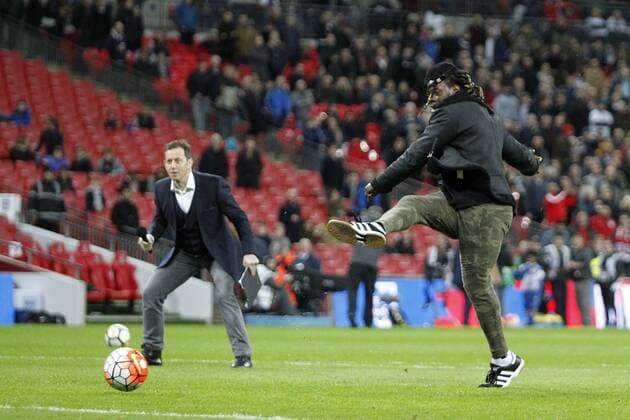 British Super Bowl winner Jay Ajayi (Philadelphia Eagles) scores a penalty at half time during the International Friendly Länderspiel match between England and Italy at Wembley Stadium, London, England on 27 March 2018. Copyright: xCarltonxMyriex 19390080