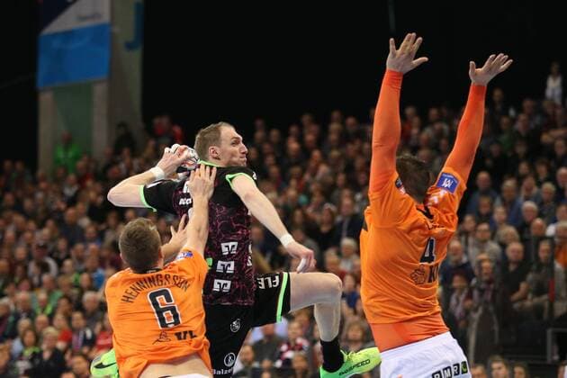 SG Flensburg Handewitt IFK Kristianstad EHF Champions League Flensburg 28 03 18 Flensburg 28 03 18 Sport Handball VELUX EHF Champions League Season 2017 2018 Eighth finals SG Flensburg Handewitt IFK Kristianstad Holger Glandorf SG Flensburg Handewitt 09 Philip Henningsson IFK Kristianstad 06 Mario Lipovac IFK Kristianstad 04 xmmkx