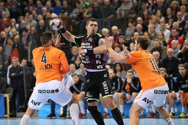 SG Flensburg Handewitt IFK Kristianstad EHF Champions League Flensburg 28 03 18 Flensburg 28 03 18 Sport Handball VELUX EHF Champions League Season 2017 2018 Eighth Finals SG Flensburg Handewitt IFK Kristianstad Rasmus Lauge Schmidt SG Flensburg Handewitt 25 Mario Lipovac IFK Kristianstad 04 Albin Lagergren IFK Kristianstad 10 xmmkx