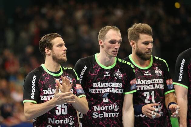 SG Flensburg Handewitt IFK Kristianstad EHF Champions League Flensburg 28 03 18 Flensburg 28 03 18 Sport Handball VELUX EHF Champions League Season 2017 2018 Eighth Finals SG Flensburg Handewitt IFK Kristianstad Kentin Mahe SG Flensburg Handewitt 35 Holger Glandorf SG Flensburg Handewitt 09 Jacob Heinl SG Flensburg Handewitt 21 xmmkx