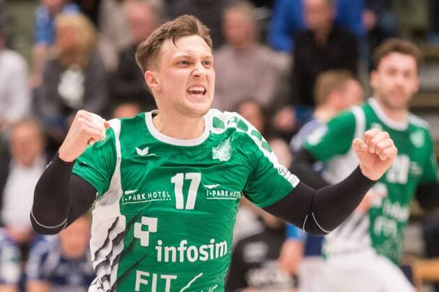 Torjubel Patrick Schmidt 17 DJK Rimpar Wolves Bergischer HC vs DJK Rimpar Wolves Handball 2 Handball Bundesliga 31 03 18 Wuppertal NRW Germany Uni Halle Copyright: xcdnx