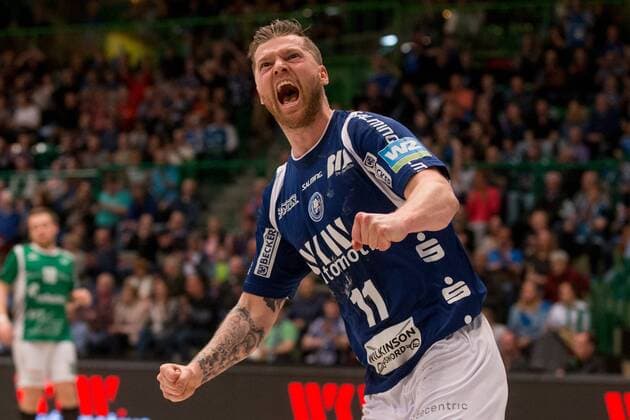 Goalscorer Arnor Thor Gunnarsson 11 Bergischer HC Bergischer HC vs DJK Rimpar Wolves Handball 2 Handball Bundesliga 31 03 18 Wuppertal NRW Germany Uni Halle Copyright: xcdnx