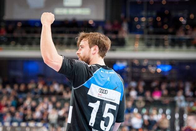 Niklas Weis No 15 Vikings HC Rhein Vikings vs. Eintracht Hildesheim Handball 2 Bundesliga 31 03 18 Dusseldorf NRW Germany Castello Copyright: xcdn_nszx