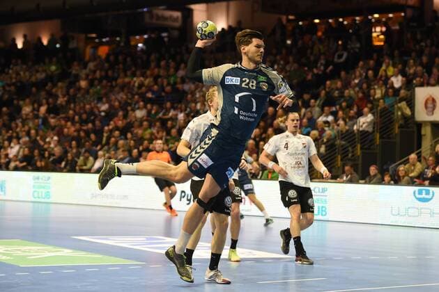 Handball Men EHF Cup Season 2017 18 Group B Foxes Berlin Lugi HF Erik Schmidt Nr 28 Füchse Berlin 01 04 18 Copyright: xMichaelxHundtx xMatthiasxKochx