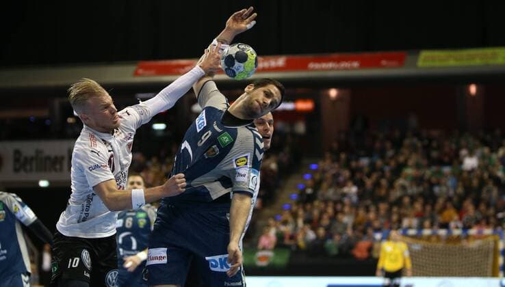 01 04 18 Handball EHF Cup Group B 12 Matchday Füchse Berlin Lugi Lund Picture Stipe Mandalinic Handball EHF Cup Füchse Berlin Lugi Lund
