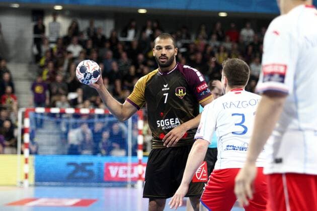 Nicolas Claire (Nantes) HANDBALL : VELUX EHF Champions League - 18eme de finale retour - HBC Nantes vs HC Meshkov Brest - 01 04 2018 KevinDomas Panoramic 