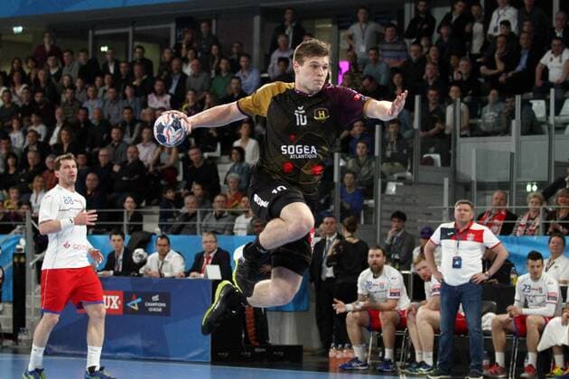 Dragan Pechmalbec (Nantes) HANDBALL : VELUX EHF Champions League - 18eme de finale retour - HBC Nantes vs HC Meshkov Brest - 01 04 2018 KevinDomas Panoramic 