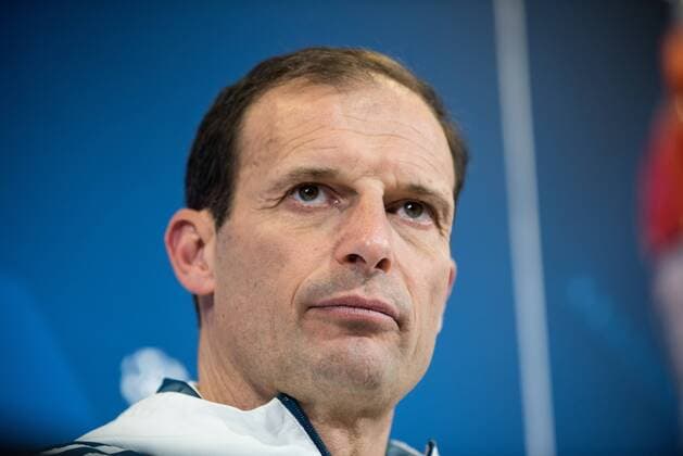 Italy: Juventus press conference PK Pressekonferenz Massimiliano Allegri during the Juventus FC press conference before the UFC mathc against Real Mardird. Allianz Stadium, Turin, Italy 2nd april 2018 Turin Piedmont Italy Italy Allianz Stadium  AlbertoxGandolfo PacificxPress