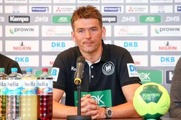 DHB Press Conference Handball Leipzig 03 04 2018 Lindner Hotel Press Conference DHB Men National team before the international match against Serbia Pictured national coach Christian Prokop