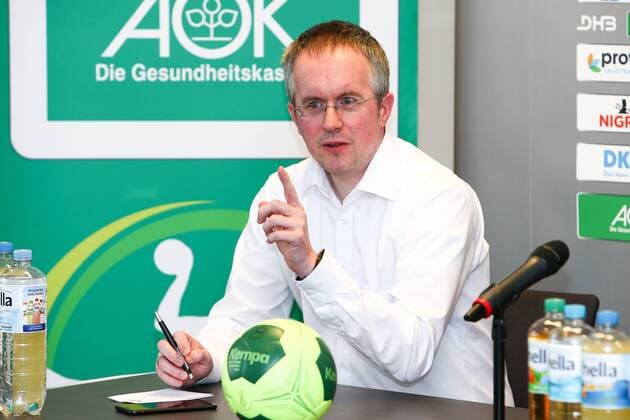 DHB Press Conference Handball Leipzig 03 04 2018 Lindner Hotel Press Conference DHB Men national team before the international match against Serbia In the picture press spokesman Tim Oliver Kalle