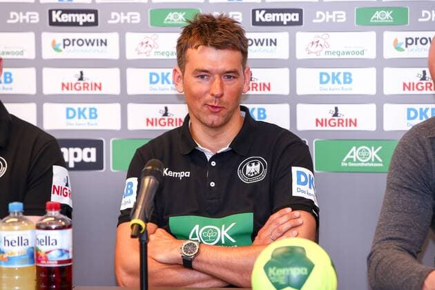 DHB Press Conference Handball Leipzig 03 04 2018 Lindner Hotel Press Conference DHB Men National team before the international match against Serbia Pictured national coach Christian Prokop