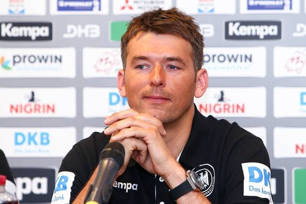 DHB Press Conference Handball Leipzig 03 04 2018 Lindner Hotel Press Conference DHB Men National team before the international match against Serbia Pictured national coach Christian Prokop