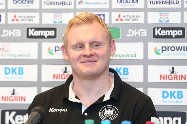 DHB Press Conference Handball Leipzig 03 04 2018 Lindner Hotel Press Conference DHB Men national team before the international match against Serbia In the picture Patrick Wiencek